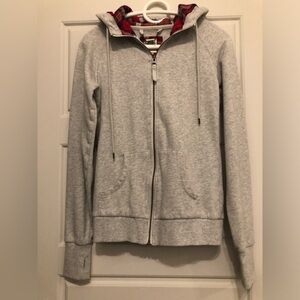 TWIK grey hoodie with plaid hood